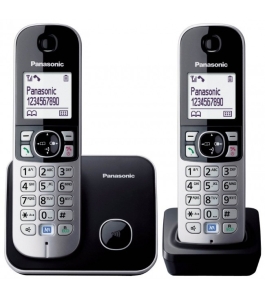 Telefon panasonic dect kx-tg6812fxb, 2 receptoare, caller id, negru Negru...