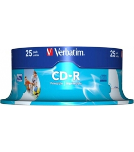 Cd-r verbatim 700mb, 80 minute, 52x, 25 bucati, spindle, printabil 329057