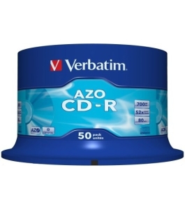 Cd-r verbatim 700mb, 80min, 52x, 50 buc, spindle, azo crystal 329116