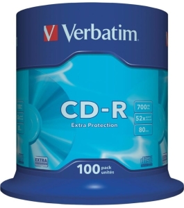 Cd-r verbatim 700mb, 80min, viteza 52x, 100 buc, spindle, "43411" 329239