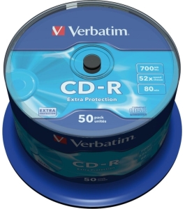 Cd-r verbatim 700mb, 80min, viteza 52x, 50 buc, spindle, "43351" 329037