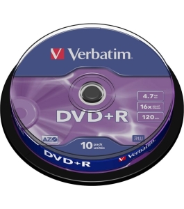 Dvd+r verbatim 4.7gb, 120min, viteza 16x, 10 buc, single layer, spindle,...