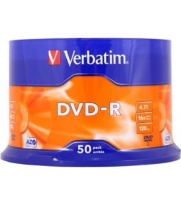 Dvd-r verbatim 4.7gb, 120min, viteza 16x, 50 buc, single layer, spindle, matt...