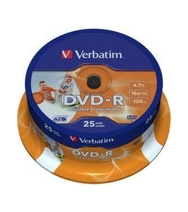 Dvd-r verbatim 4.7gb, 120min, viteza 16x, 25 buc, single layer, spindle,...