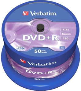 Dvd+r verbatim 4.7gb, 120min, viteza 16x, 50 buc, single layer, spindle,...