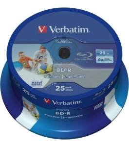 Bd-r verbatim 25gb, viteza 6x, 25 buc, single layer, spindle, printabil,...