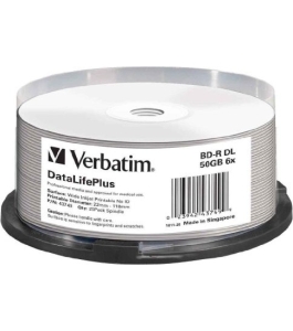 Bd-r verbatim 50gb, viteza 6x, 25 buc, double layer, spindle, printabil,...