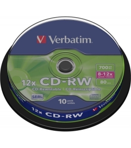 Cd-rw verbatim 700mb, 80min, viteza 8-12x, 10 buc, spindle, "43480"...