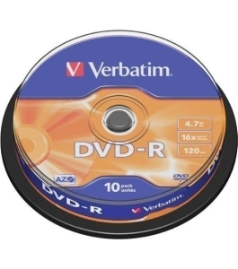 Dvd-r verbatim 4.7gb, 120min, viteza 16x, 10 buc, single layer, spindle,...