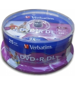 Dvd+r verbatim 8.5gb, 240min, viteza 8x, 25 buc, double layer, spindle,...