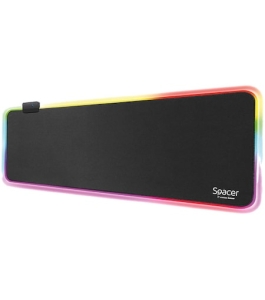 Mousepad rgb spacer gaming sp-pad-game-rgb-b, negru Cauciuc,Textil Negru...