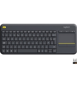 Tastatură wireless logitech k400 plus cu touchpad, negru Negru 383559