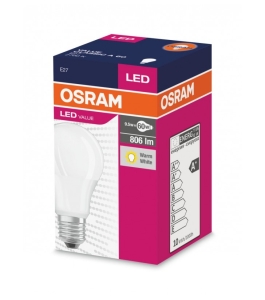 Bec led osram, led value classic a, e27, 8.5w (60w), lumina calda (2700k),...