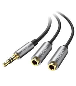 Cablu audio ugreen av123 stereo jack 3.5mm (t) la 2x jack 3.5mm (m), 0.2m,...