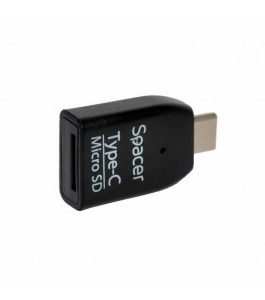 Cititor de carduri extern spacer, usb type c, microsd, negru spcr-307 Plastic...