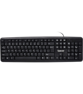 Tastatura spacer spkb-520 cu fir, usb, 104 taste, anti-spill, negru Negru...