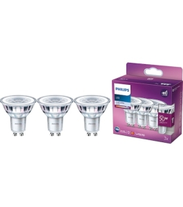 Batch 3 bulbs led spot philips classic, gu10, 4.6w (50w), 390 lm, cold white...