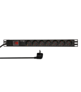 Pdu logilink 1u 19 inch 7 prize schuko cu protectie supratensiune 16a on/off...