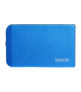 Rack extern spacer spr-25611a - carcasa aluminiu albastru pentru hdd/ssd, 2.5...