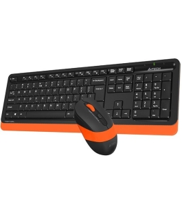 Kit tastatura si mouse a4tech fstyler fg10 + fgk10 wireless, negru portocaliu...