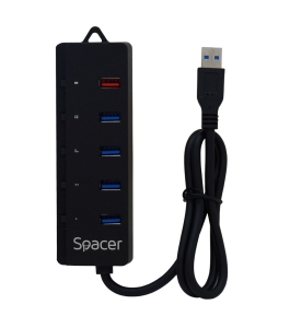 Hub extern spacer sph-4usb30-1qc, 220v, negru Negru 539812