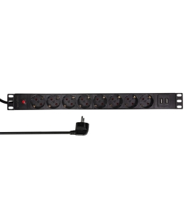 Pdu logilink 1u pt. rack 19 inch, 8 prize schuko, intrare schuko, max 16 a,...