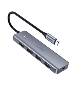 Hub extern ugreen cm219, usb 3.0 x 4, aluminiu, gri 70336 Aluminiu Argintiu...