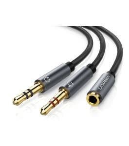 Cablu audio ugreen av140, 2 x 3.5 mm jack (t) la 3.5 mm jack (m), negru...