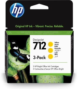 Tri-pack original hp yellow, nr.712, pentru designjet studio 24|studio...