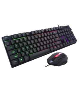 Kit gaming tastatura si mouse spacer sp-gk-01, cu fir, negru Negru 567175