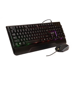 Kit gaming tastatura si mouse spacer spgk-invictus cu fir, negru Negru...