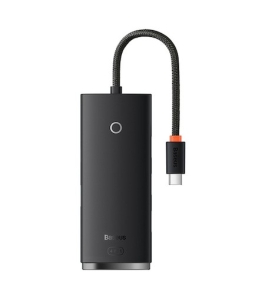 Hub usb extern baseus lite wkqx030301, 4 x usb 3.0, usb type-c, 0.25m, negru...