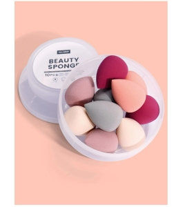 Set de 10 bureti pentru aplicarea machiajului - beauty blender, cu cutie de...