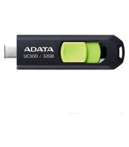 Memorie usb type-c 3.2 adata 32 gb, negru / verde (acho-uc300-32g-rbk/gn)...