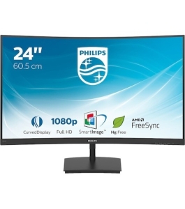 Monitor curbat led va philips 23.6" 241e1sc/00, full hd, 4ms, negru Negru...