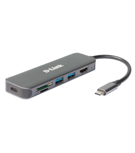 Hub extern d-link dub-2327, 2 x usb 3.0, 1 x usb-c 60w, 1 x hdmi 4k, card...