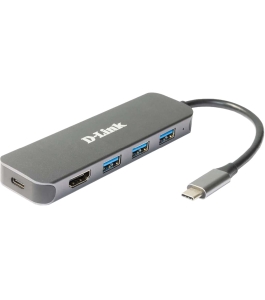 Hub extern d-link dub-2333 5 in 1, usb, usb-c, hdmi, card reader, 10 cm,...