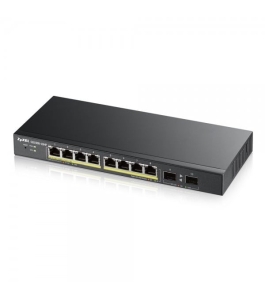 Switch zyxel gs1900-8hp, 8 porturi gigabit, l2 poe, cu management Negru...