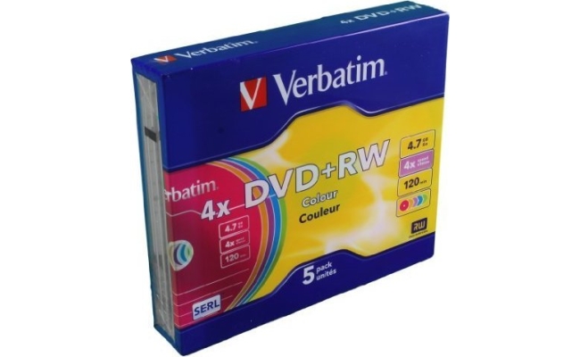 DVD+RW VERBATIM  4.7GB, 120min, viteza 1-4x, set 5 buc, Single Layer,...