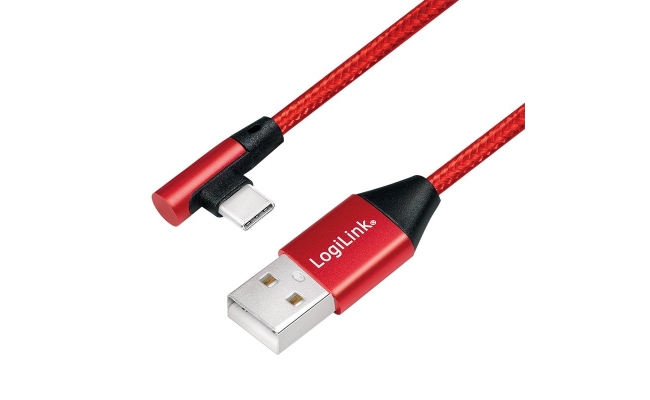 Cablu Alimentare si Date LogiLink CU0146, USB 2.0 la USB Type-C, 1m, Rosu,...