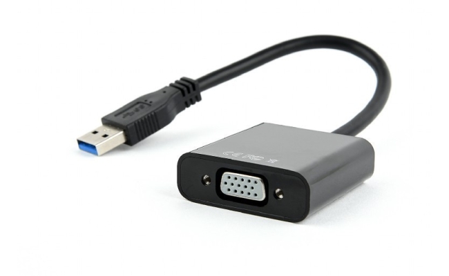 Cablu video Gembird USB 3.0 la VGA, 15cm, Full HD, Negru