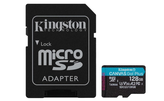 Card de Memorie MicroSD Kingston Canvas GO Plus, 128GB, Adaptor SD, Class 10