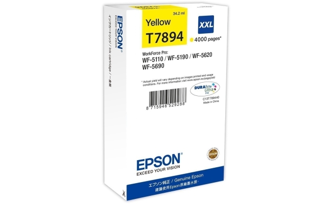 Cartus Cerneala Original Epson Yellow, T7894, pentru Workforce Pro...