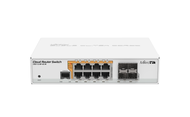 Switch MikroTik CRS112-8P-4S-IN - 8 porturi Gigabit, 4 SFP+, Management,...