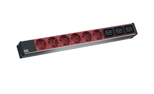 PDU BACHMANN, 1U pt. rack 19 inch, 6 prize IEC | 3 x scoket IEC, intrare IEC,...