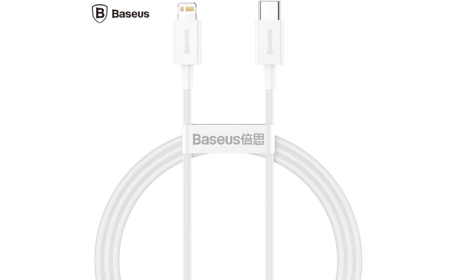 Cablu Baseus CATLYS-A02 Superior USB Type-C la Lightning PD 20W, 1m, Alb