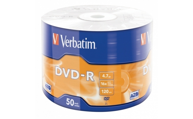 DVD-R VERBATIM  4.7GB, 120min, viteza 16x, 50 buc, Single Layer, shrink wrap