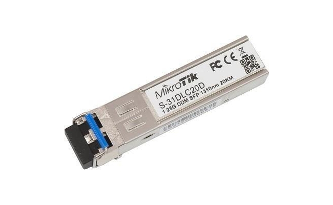 MODUL SFP MIKROTIK, Single Mode, conector LC, pana la 20KM distanta "S-31DLC20D"