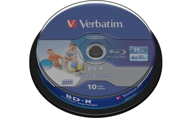 BD-R VERBATIM  25GB, viteza 6x, 10 buc, Single Layer, spindle, printabil,...