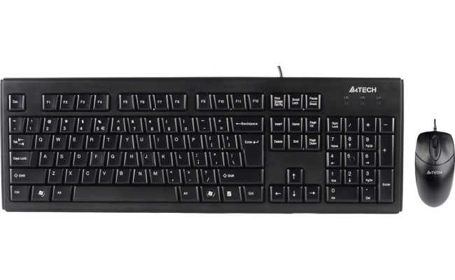 Kit tastatura + mouse A4tech KRS-8372, cu fir, negru